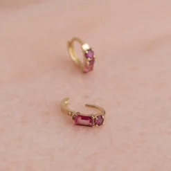Gemina Pink Rhodolit Massiv Guld Øreringe - Sisi Copenhagen