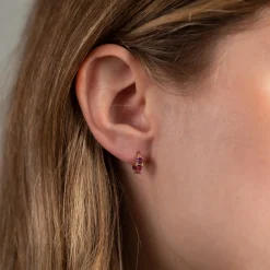 Gemina Pink Rhodolit Massiv Guld Øreringe - Sisi Copenhagen