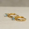 GEMMA BLUE TOPAZ / ELINA SMALL GOLDEN CREOL EARRING