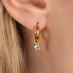 GEMMA BLUE TOPAZ / ELINA SMALL GOLDEN CREOL EARRING