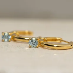 GEMMA BLUE TOPAZ / ELINA SMALL GOLDEN CREOL EARRING