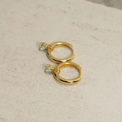 GEMMA BLUE TOPAZ / ELINA SMALL GOLDEN CREOL EARRING