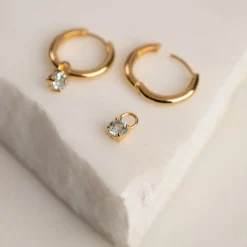 GEMMA BLUE TOPAZ GOLDEN EARRING CHARM - Sisi Copenhagen