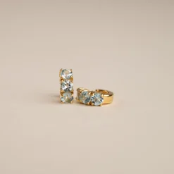 GEMMA BLUE TOPAZ GOLDEN HUGGIE EARRING - Sisi Copenhagen