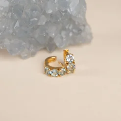 GEMMA BLUE TOPAZ GOLDEN HUGGIE EARRING - Sisi Copenhagen