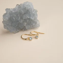 GEMMA BLUE TOPAZ GOLDEN HOOK EARRING - Sisi Copenhagen