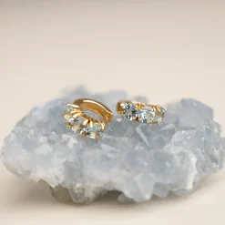 GEMMA BLUE TOPAZ GOLDEN HUGGIE EARRING - Sisi Copenhagen