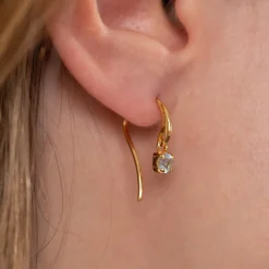 GEMMA BLUE TOPAZ GOLDEN HOOK EARRING - Sisi Copenhagen