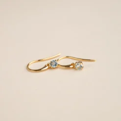 GEMMA BLUE TOPAZ GOLDEN HOOK EARRING - Sisi Copenhagen