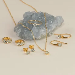GEMMA BLUE TOPAZ GOLDEN HOOK EARRING - Sisi Copenhagen