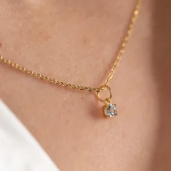 GEMMA BLUE TOPAZ GOLDEN PENDANT - Sisi Copenhagen