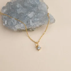 GEMMA BLUE TOPAZ GOLDEN PENDANT - Sisi Copenhagen