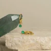 GEMMA GREEN AGATE / ELINA SMALL GOLDEN CREOL EARRING