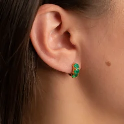 GEMMA GREEN AGATE GOLDEN HUGGIE EARRING - Sisi Copenhagen
