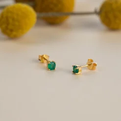 GEMMA GREEN AGATE GOLDEN STUD EARRING - Sisi Copenhagen