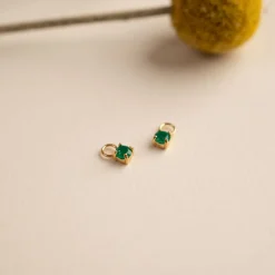 GEMMA GREEN AGATE GOLDEN EARRING CHARM - Sisi Copenhagen