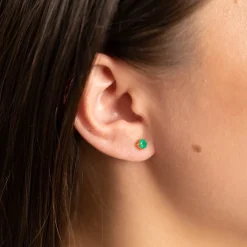 GEMMA GREEN AGATE GOLDEN STUD EARRING - Sisi Copenhagen