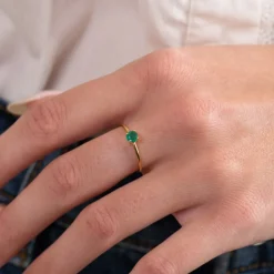 GEMMA GREEN AGATE GOLDEN RING - Sisi Copenhagen