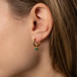 GEMMA GREEN AGATE GOLDEN EARRING CHARM - Sisi Copenhagen