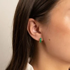 GEMMA GREEN AGATE GOLDEN HUGGIE EARRING - Sisi Copenhagen
