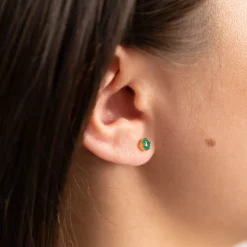 GEMMA GREEN AGATE GOLDEN STUD EARRING - Sisi Copenhagen
