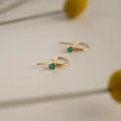 GEMMA GREEN AGATE GOLDEN HOOK EARRING - Sisi Copenhagen