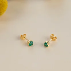 GEMMA GREEN AGATE GOLDEN STUD EARRING - Sisi Copenhagen