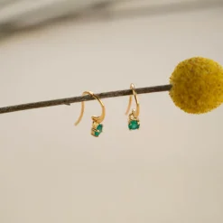 GEMMA GREEN AGATE GOLDEN HOOK EARRING - Sisi Copenhagen