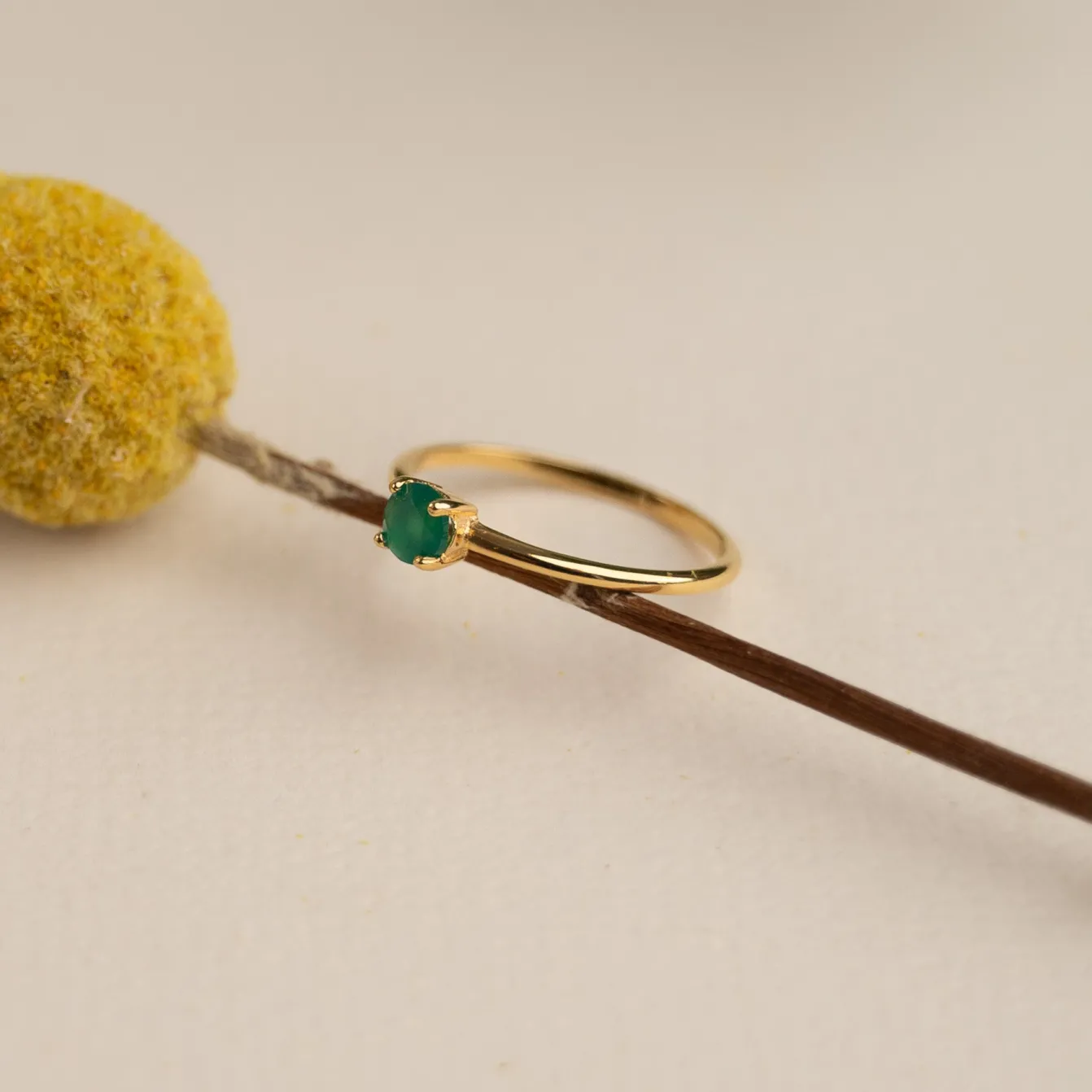GEMMA GREEN AGATE GOLDEN RING - Sisi Copenhagen