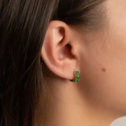 GEMMA GREEN AGATE GOLDEN HUGGIE EARRING - Sisi Copenhagen