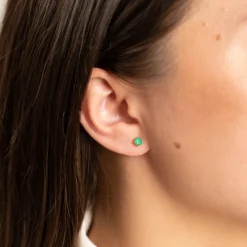 GEMMA GREEN AGATE GOLDEN STUD EARRING - Sisi Copenhagen
