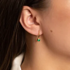 GEMMA GREEN AGATE GOLDEN HOOK EARRING - Sisi Copenhagen