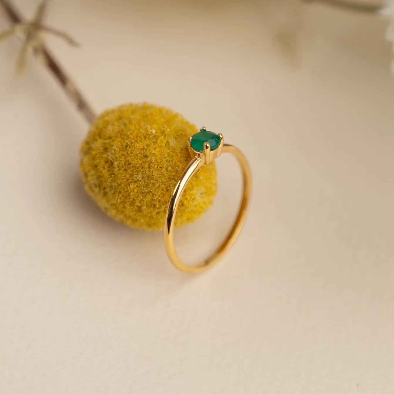 GEMMA GREEN AGATE GOLDEN RING - Sisi Copenhagen