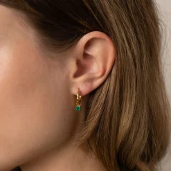 GEMMA GREEN AGATE GOLDEN EARRING CHARM - Sisi Copenhagen