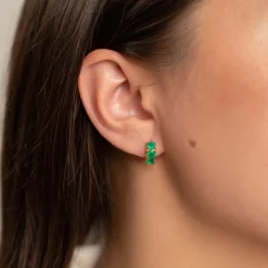 GEMMA GREEN AGATE GOLDEN HUGGIE EARRING - Sisi Copenhagen