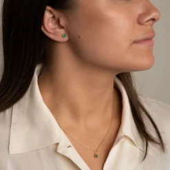 GEMMA GREEN AGATE GOLDEN STUD EARRING - Sisi Copenhagen