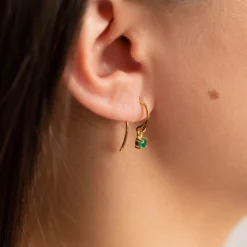 GEMMA GREEN AGATE GOLDEN HOOK EARRING - Sisi Copenhagen