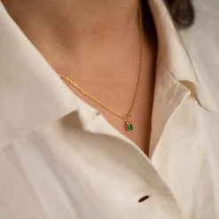 GEMMA GREEN AGATE GOLDEN PENDANT - Sisi Copenhagen