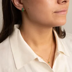 GEMMA GREEN AGATE GOLDEN HUGGIE EARRING - Sisi Copenhagen