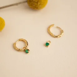 GEMMA GREEN AGATE GOLDEN EARRING CHARM - Sisi Copenhagen