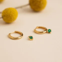 GEMMA GREEN AGATE GOLDEN EARRING CHARM - Sisi Copenhagen