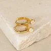 GEMMA MOONSTONE / ELINA SMALL GOLDEN CREOL EARRING