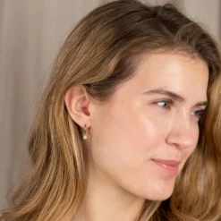 GEMMA MOONSTONE / ELINA SMALL GOLDEN CREOL EARRING