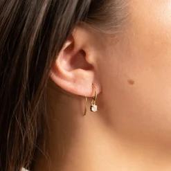 GEMMA MOONSTONE GOLDEN HOOK EARRING - Sisi Copenhagen
