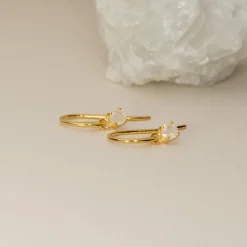 GEMMA MOONSTONE GOLDEN HOOK EARRING - Sisi Copenhagen