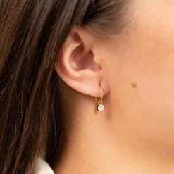 GEMMA MOONSTONE GOLDEN HOOK EARRING - Sisi Copenhagen