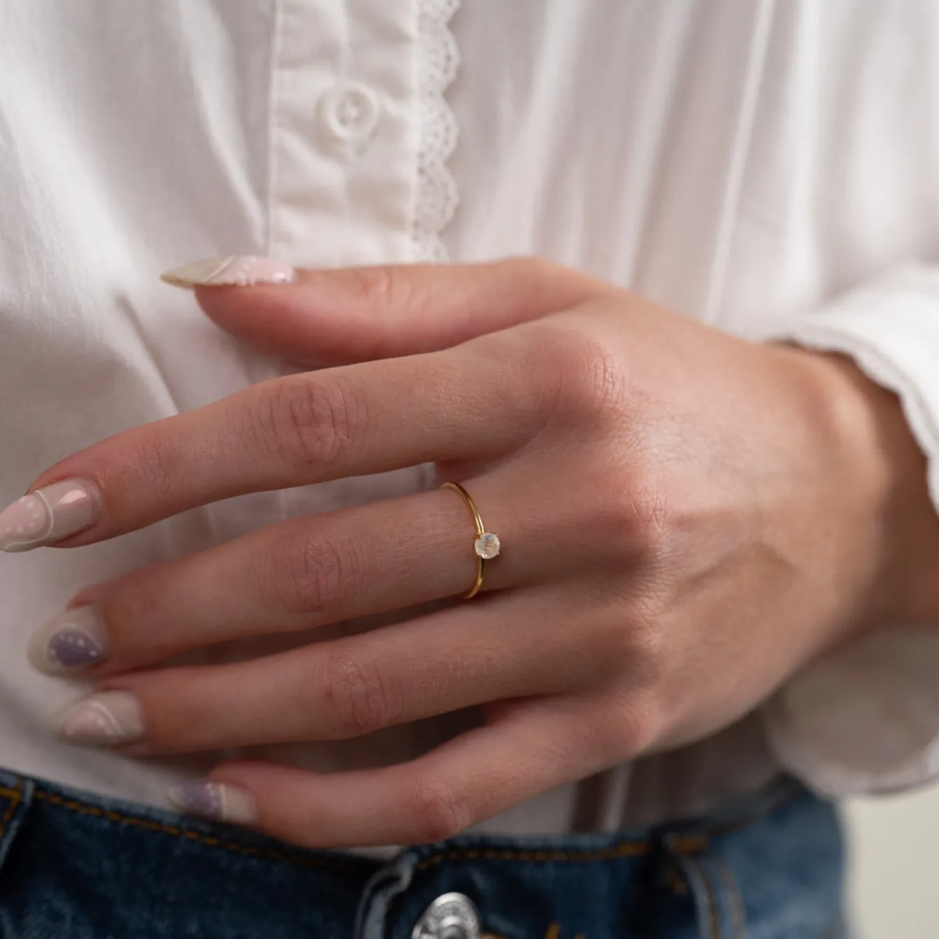 GEMMA MOONSTONE GOLDEN RING - Sisi Copenhagen