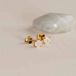 GEMMA MOONSTONE GOLDEN STUD EARRING - Sisi Copenhagen