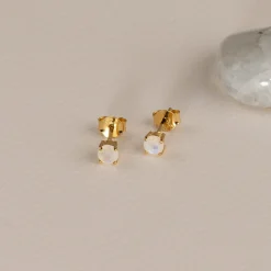 GEMMA MOONSTONE GOLDEN STUD EARRING - Sisi Copenhagen