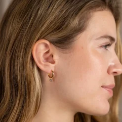 GEMMA PURPLE AMETHYST / ELINA SMALL GOLDEN CREOL EARRING